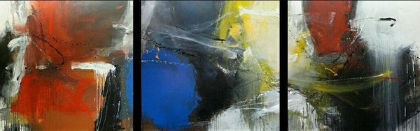 Abstract acrylic painting titled 'Space 45', 46x138 inches, by artist Gulrez Ali on Canvas