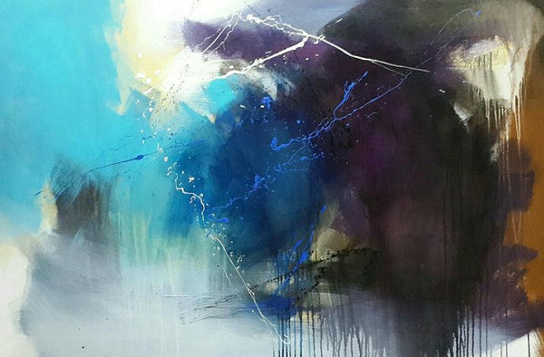 Abstract acrylic painting titled 'Space 89', 46x70 inches, by artist Gulrez Ali on Canvas