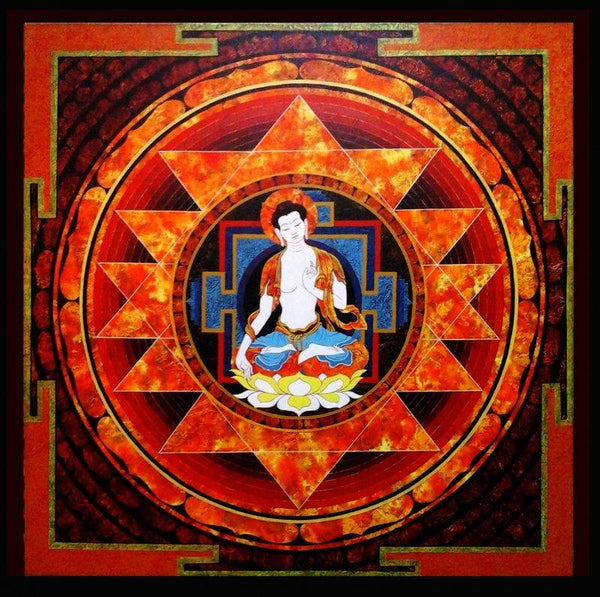 Figurative acrylic painting titled 'Spiritual Buddha', 36x36 inches, by artist Ajay Meshram on Canvas