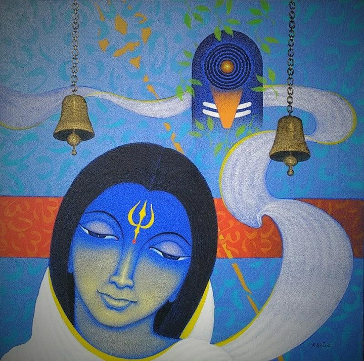 Religious acrylic painting titled 'Spiritual Splendour 2', 24x24 inches, by artist Bhiva Punekar on Canvas