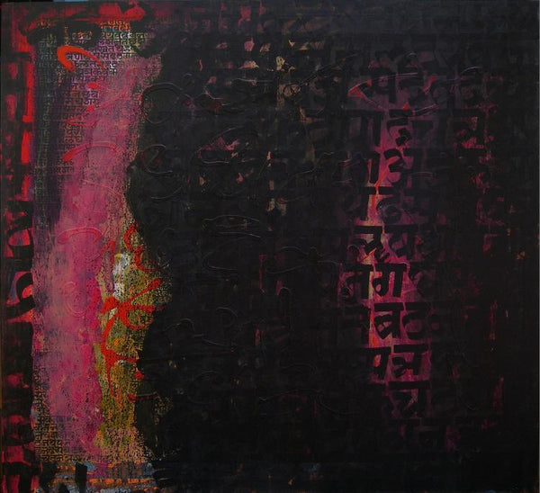 Abstract acrylic painting titled 'Spiritualism III', 60x66 inches, by artist Ashutosh Apte on Canvas