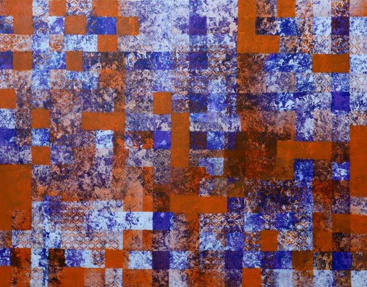 Abstract acrylic painting titled 'Square Pattern 1', 30x40 inches, by artist Ns Art on Canvas