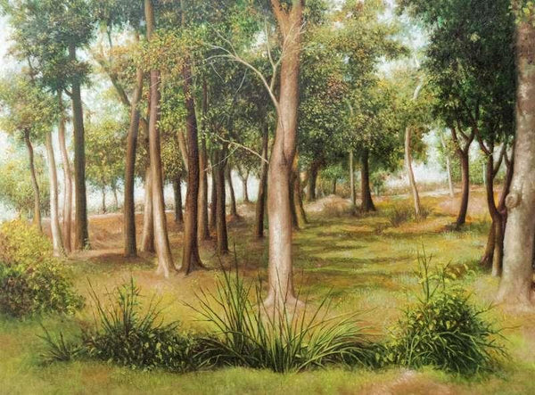 Nature oil painting titled 'Standing High', 32x24 inches, by artist Arabinda Mukherjee on Canvas