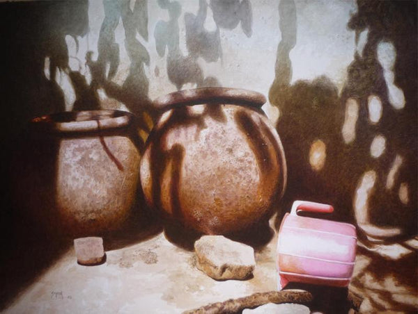 Pots/Vessels watercolor painting titled 'Still Life 1', 22x27 inches, by artist Raghunath Sahoo on Paper