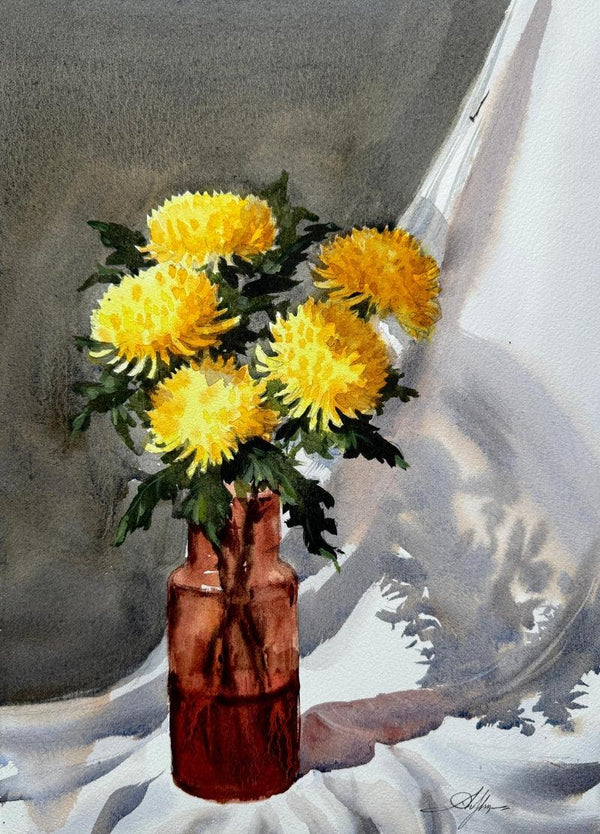 Still-life watercolor painting titled 'Still Life', 15x11 inch, by artist Achintya Hazra on Paper