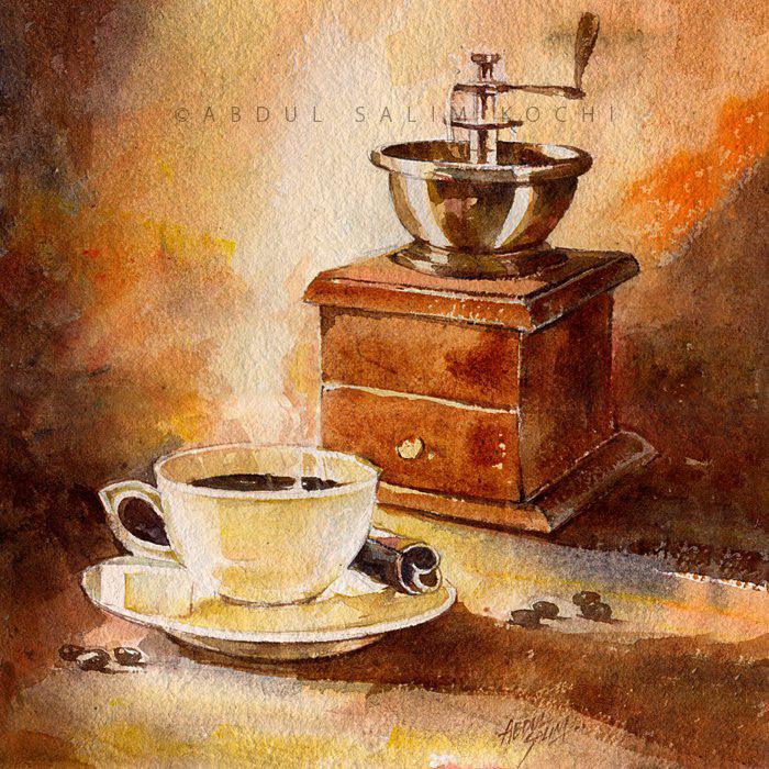 Still-life watercolor painting titled 'Still Life', 11x11 inches, by artist Abdul Salim on Paper