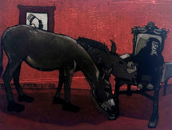 Animals printmaking titled 'Story Of Pluralism 3', 12x16 inches, by artist Chandrashekhar Waghmare on Paper