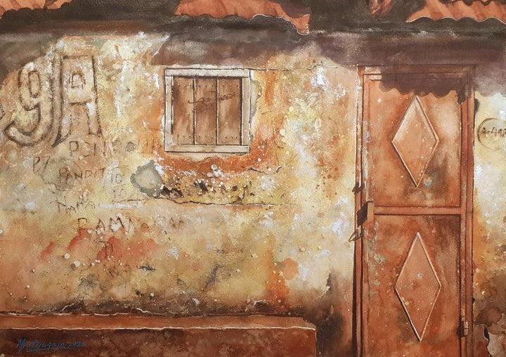 Other watercolor painting titled 'Story On Wall', 16x12 inches, by artist Mrutyunjaya Dash on paper