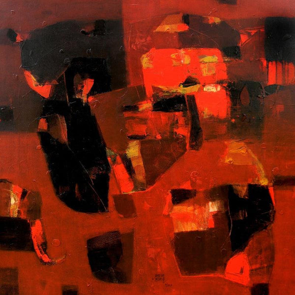 Abstract acrylic painting titled 'Struggling Thoughts', 36x36 inches, by artist Jayesh Borse on Canvas