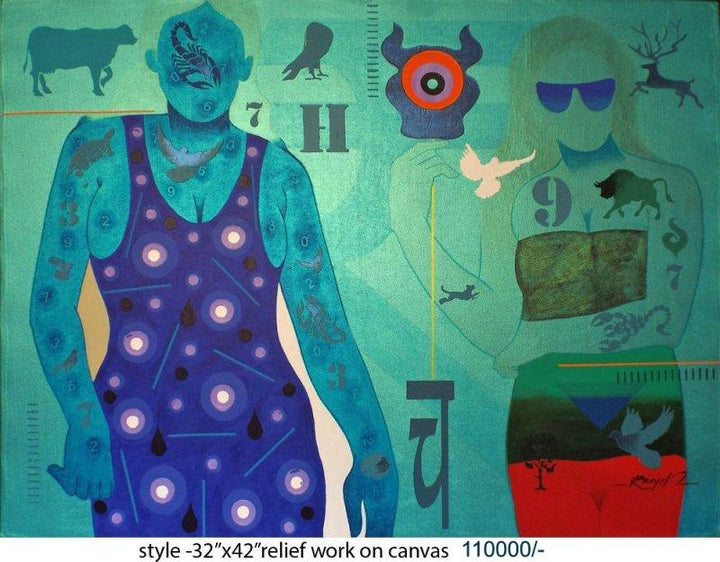 Figurative acrylic painting titled 'Style', 32x42 inches, by artist Ranjit Singh on Canvas