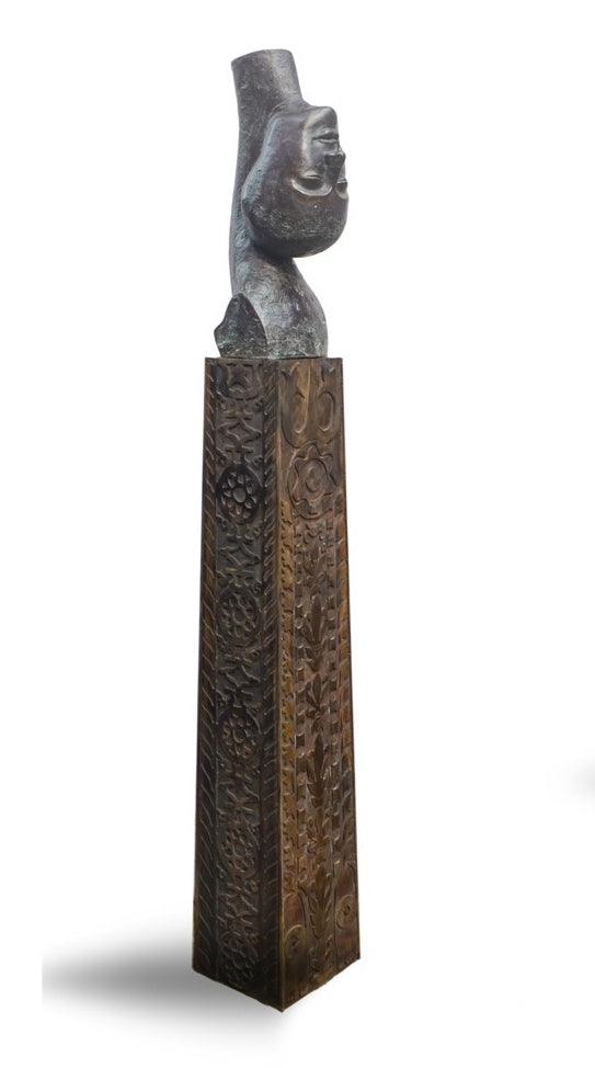 Figurative sculpture titled 'Subconcious Time', 66x10x9 inches, by artist Rakesh Sadhak on Metal, Wood