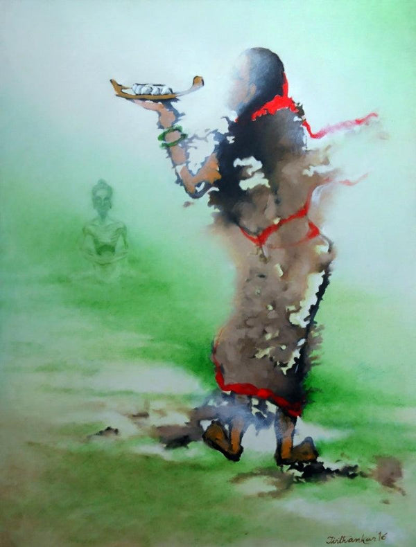 Figurative oil painting titled 'Sujata', 48x36 inches, by artist Tirthankar Biswas on Canvas