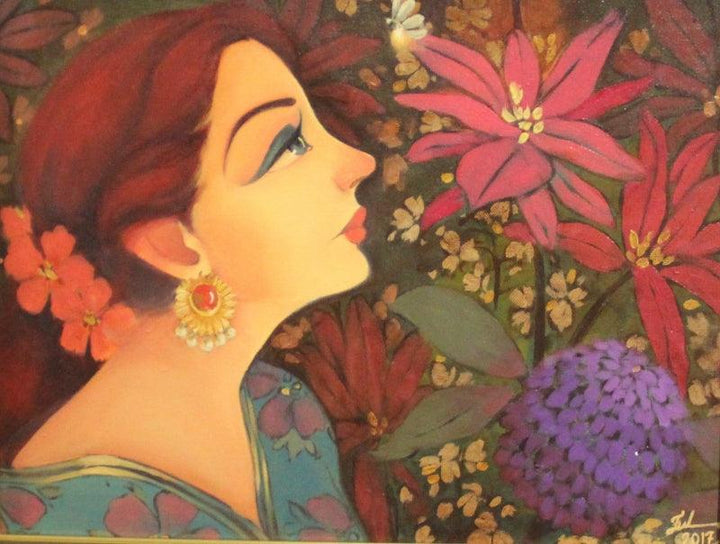 Figurative oil painting titled 'Suman', 14x18 inches, by artist Renuka Fulsoundar on Canvas