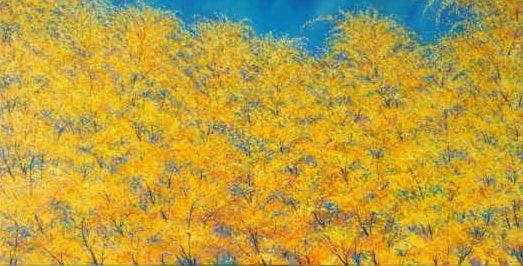 Nature oil painting titled 'Summer Beings', 36x72 inches, by artist Pardeep Singh on Canvas