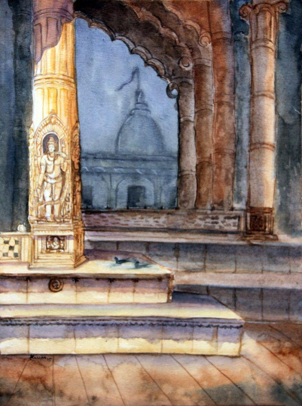 Place watercolor painting titled 'Sun God', 19x14 inches, by artist Krupa Shah on Paper