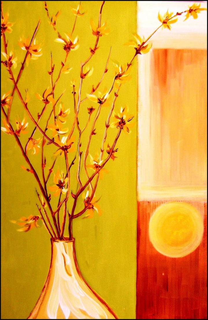 Nature acrylic painting titled 'SunBlooms', 36x24 inches, by artist Manju Lamba on Canvas