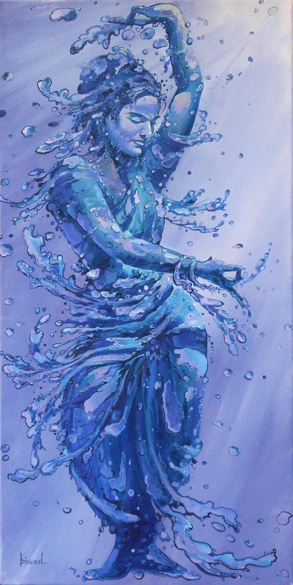 Figurative acrylic painting titled 'Susmitaa', 36x18 inches, by artist Bijay Biswaal on Canvas