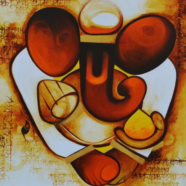 Religious acrylic painting titled 'Swaroopa', 24x24 inches, by artist Om Swami on Canvas