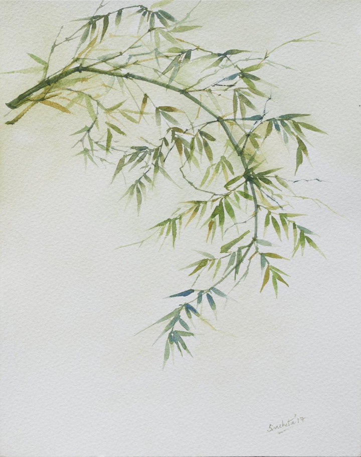 Nature watercolor artcontent titled 'Swaying Bamboo', 12x18 inches, by artist Sucheta Misra on paper