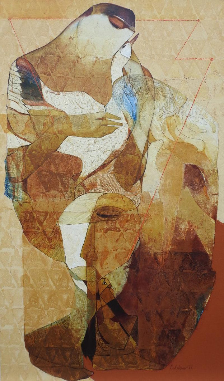 Figurative acrylic painting titled 'Swayvedan 153', 60x36 inches, by artist Lakshman Chavan on Canvas