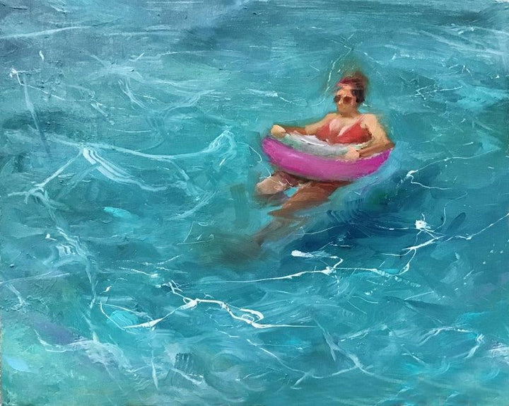 Figurative oil painting titled 'Swimmer', 16x20 inches, by artist Surabhi Gulwelkar on Linen