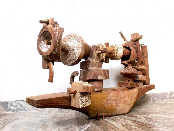 Abstract sculpture titled 'Swing Machine', 79x28x8 inches, by artist Chander Parkash on Wood