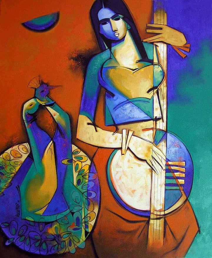 Figurative acrylic painting titled 'Symphony I', 36x30 inches, by artist Arvind Kolapkar on Canvas