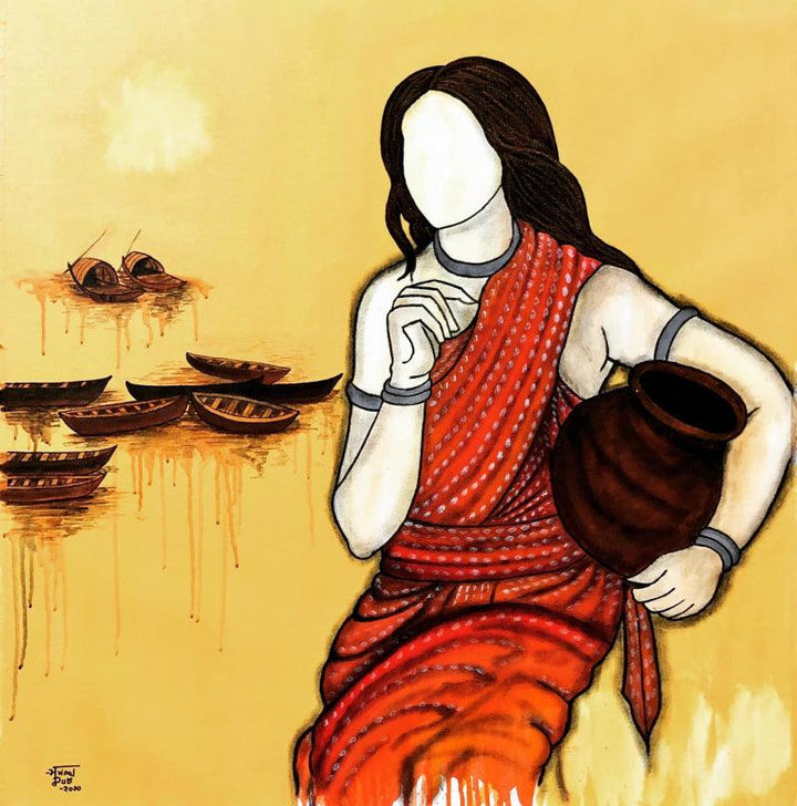 contemporary acrylic painting titled 'Tarini', 34x34 inches, by artist Mrinal Dutt on Canvas