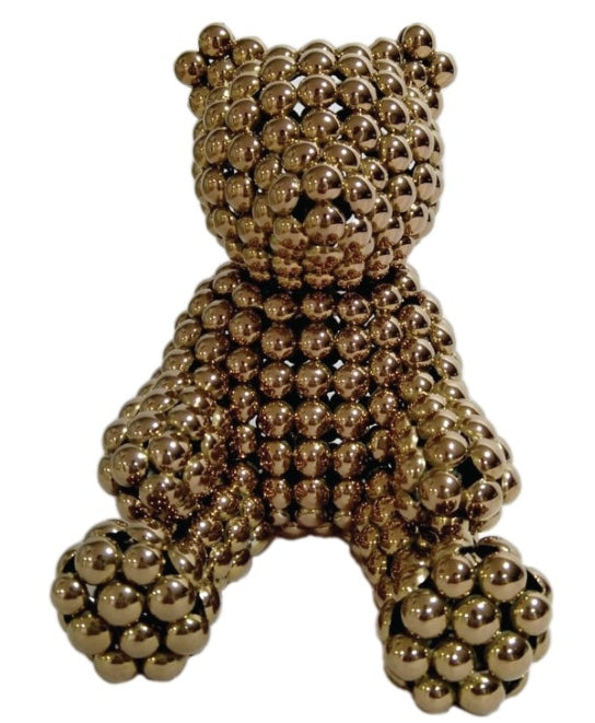 Figurative  sculpture titled 'Teddy Bear', 8x7 inch, by artist Valay Shende on Coated Stainless Steel Discs