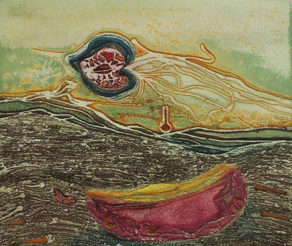 Erotic printmaking titled 'Temperament Water', 9x8 inches, by artist Pranoti Malkute on Paper