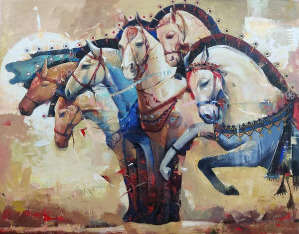 Animals acrylic painting titled 'The Aesthetic Of Energy 22', 48x60 inches, by artist Ashis Mondal on Canvas
