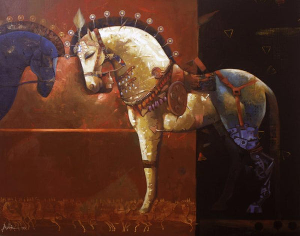 Animals acrylic painting titled 'The Aesthetic Of Energy 28', 48x60 inches, by artist Ashis Mondal on Canvas