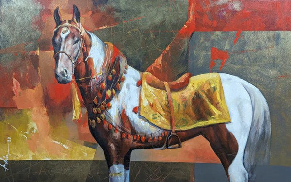 Animals acrylic painting titled 'The Aesthetics Of Energy Bc Xii', 30x48 inches, by artist Ashis Mondal on Canvas
