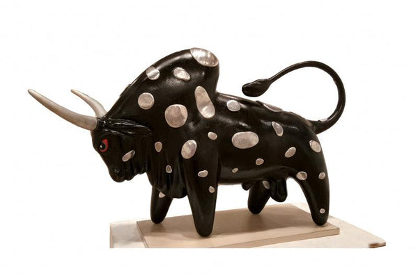 Animals sculpture titled 'The Angry Bull', 26x37x14 inches, by artist Dilip Paul on Fiberglass, Aluminium