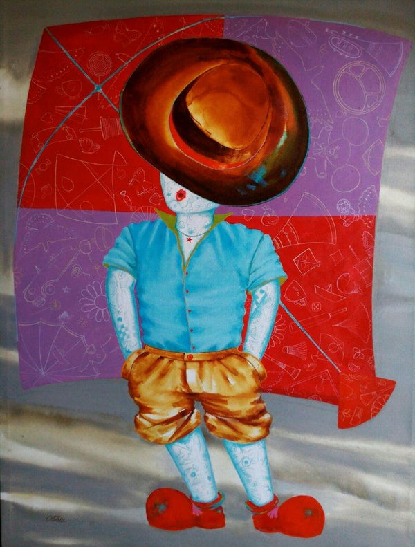 Figurative acrylic painting titled 'The aureole of childhood ii', 48x36 inches, by artist Shiv Kumar Soni on Canvas