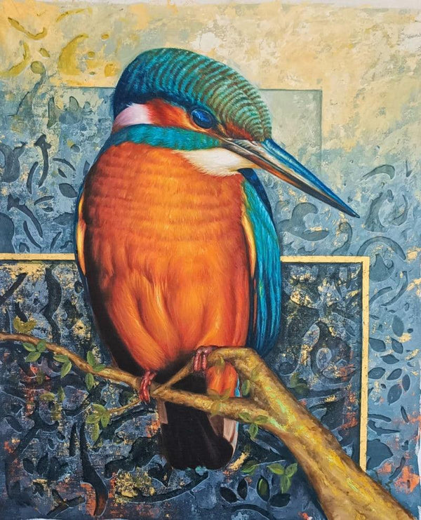 Animals oil painting titled 'The Beautiful World', 36x29 inches, by artist Pradeep Kumar on Canvas