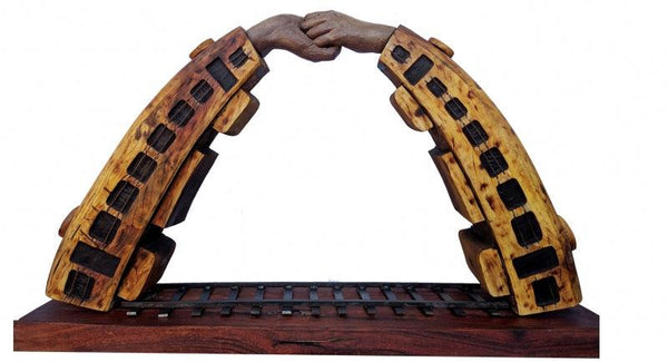 contemporary sculpture titled 'The Bond Unbroken', 36x24x9 inches, by artist Arvind Prajapati on Wood, Fiberglass, metal