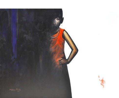 Figurative acrylic painting titled 'The Boy II', 48x36 inches, by artist Narayan Shelke on Canvas