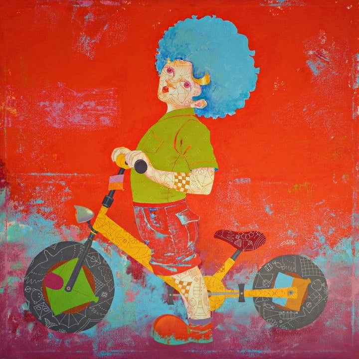 Fantasy acrylic painting titled 'The Childhood Xxiii', 36x36 inches, by artist Shiv Kumar Soni on Canvas