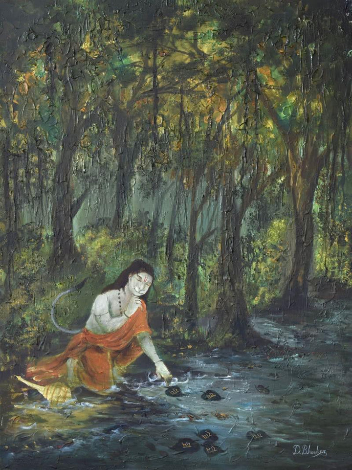 Religious acrylic oil painting titled 'The Devotee ', 36x48 inches, by artist Durshit Bhaskar on canvas