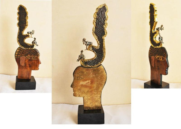 Figurative sculpture titled 'The Father', 24x15x4 inches, by artist Renu Bala on Wood, Metal