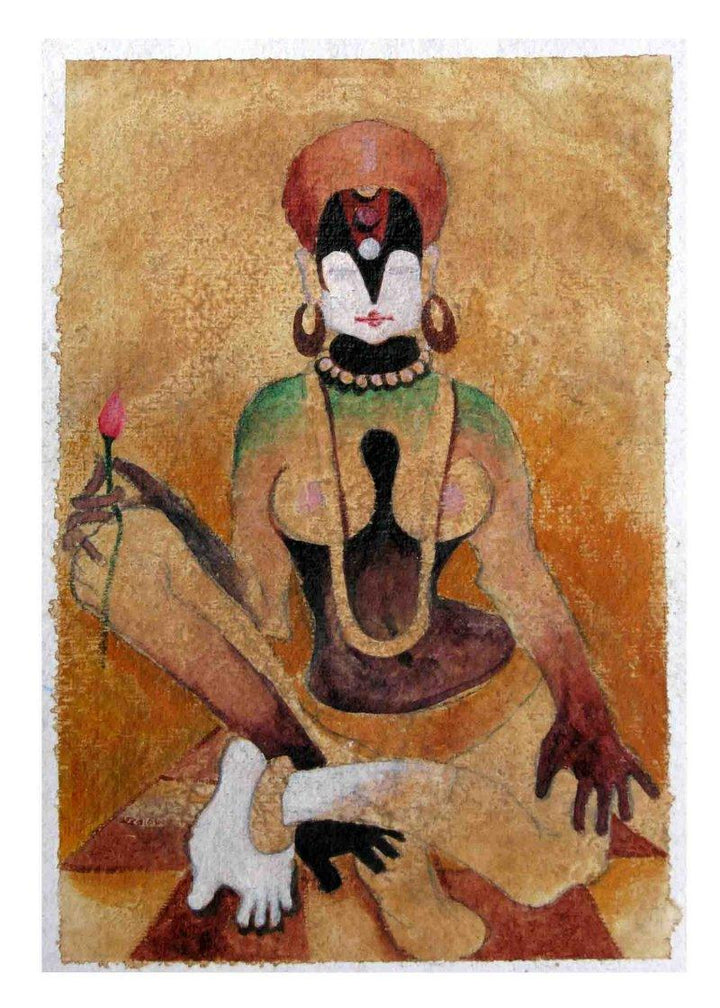 Figurative acrylic painting titled 'The Form IX', 12x10 inches, by artist Mahesh Pal  Gobra on paper