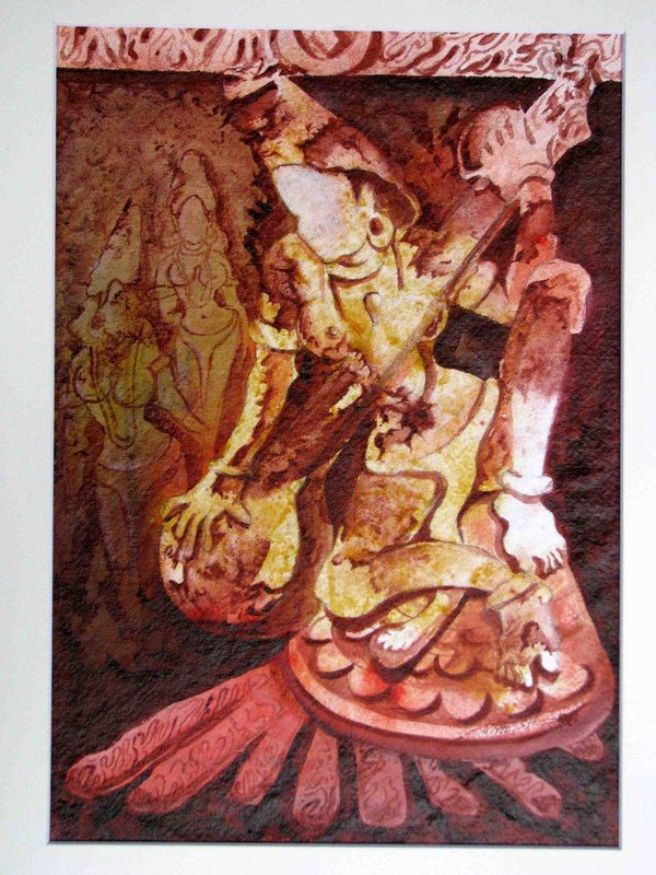 Figurative acrylic painting titled 'The Form of Sculpture VIII', 12x10 inches, by artist Mahesh Pal  Gobra on paper