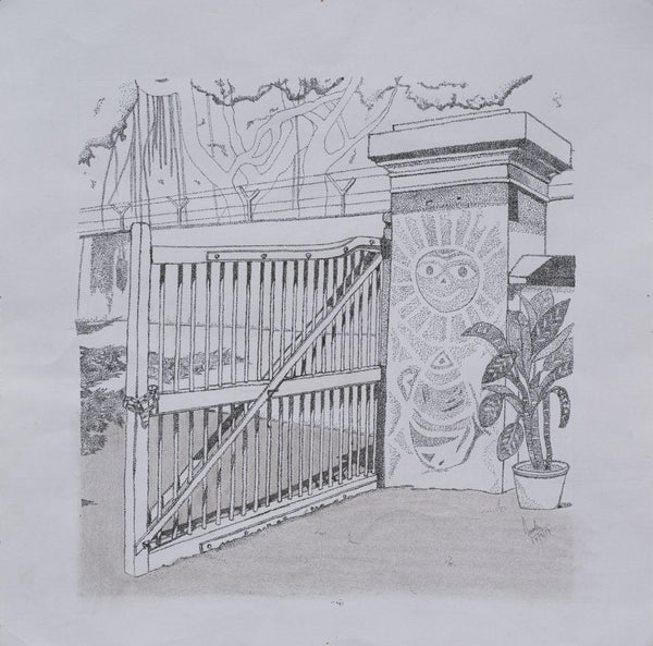 Nature pen artcontent titled 'The Gate', 15x10 inches, by artist Amita Gupta on paper