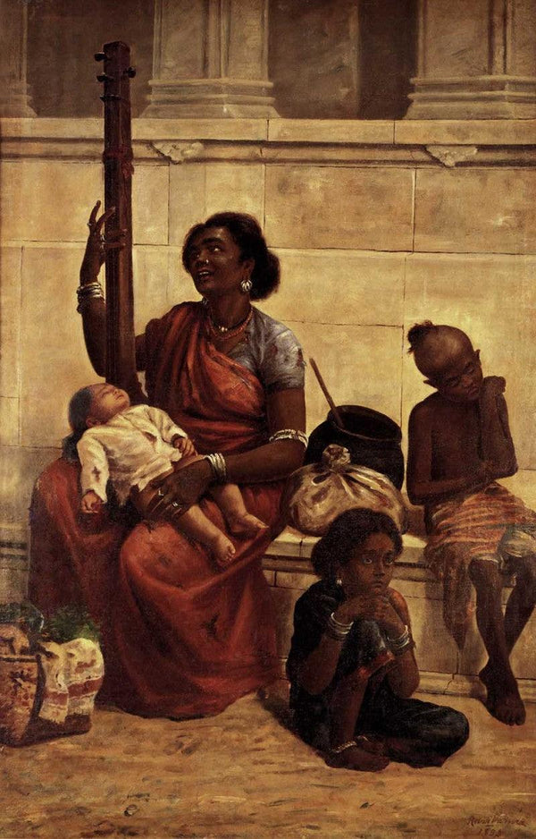 Figurative oil painting titled 'The Gypsies', 36x23 inches, by artist Raja Ravi Varma Reproduction on Canvas