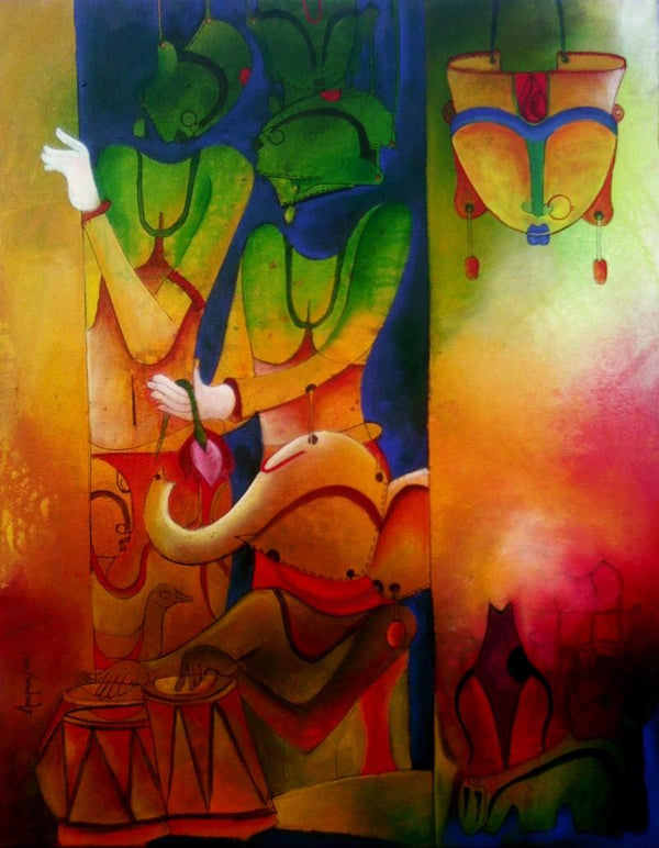 Abstract acrylic painting titled 'The Invinciblle 3', 24x30 inches, by artist Anupam Pal on Canvas