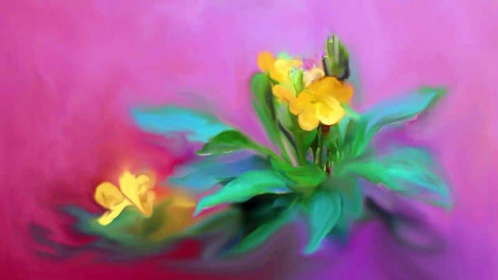 Nature Digital Painting digital art titled 'The Kanakaambaram Flower', 11x20 inches, by artist Usha Shantharam on canvas