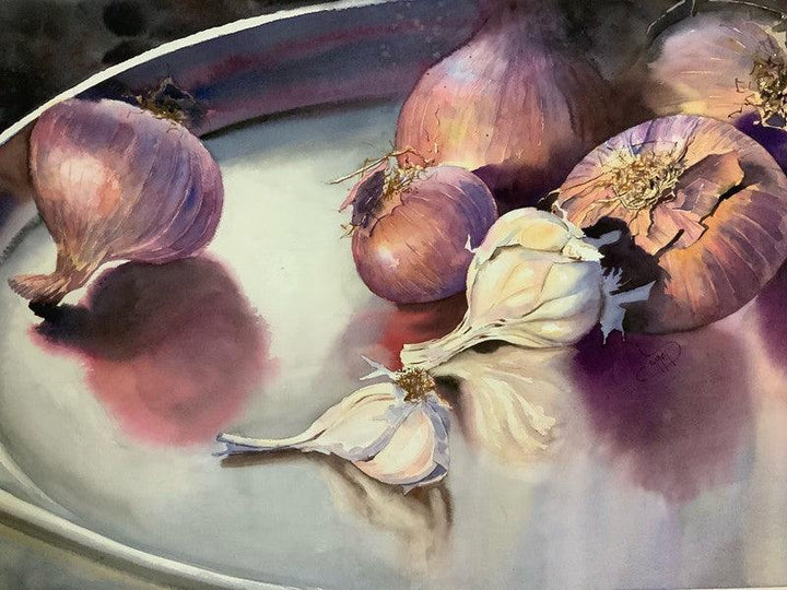 Still-life watercolor painting titled 'The Kitchen 2', 22x30 inches, by artist Yojana Dehankar on Arches Paper