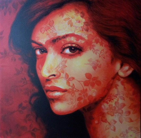 Pop Art acrylic painting titled 'The Lady 3', 24x24 inches, by artist Sujit Karmakar on Canvas