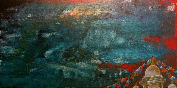 contemporary acrylic painting titled 'The Lake Of Mind', 18x36 inches, by artist Nishant Mishra on Canvas